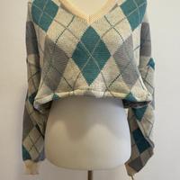 Maglione crop stile argyle