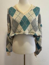 Maglione crop stile argyle