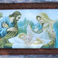 Litografia Sacra Famiglia con cornice anni '50-'60