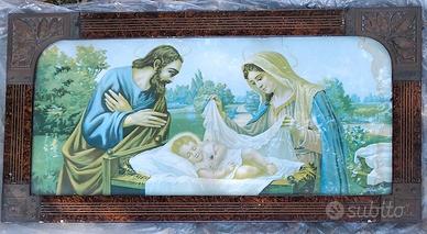 Litografia Sacra Famiglia con cornice anni '50-'60