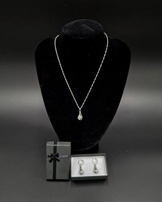 collana e orecchini argento 925s zirconia cubica