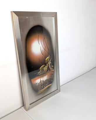 Dipinto spray painting su lastra in metallo incorn