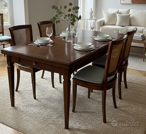 Tavolo da Pranzo in legno (90x150++) con 4 sedie