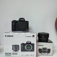 Canon eos m50 + adapter ef-eos m + 2 batterie comp