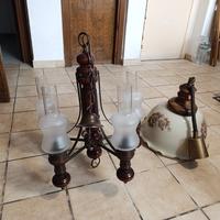 lampadario classico legno e metallo 