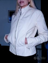 Giacca  donna. vera pelle. vintage. bianco.