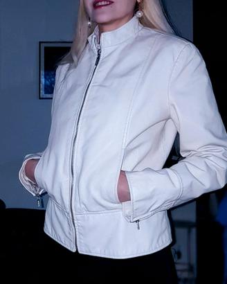 Giacca  donna. vera pelle. vintage. bianco.
