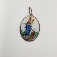 ciondolo argento smaltato Madonna della Guardia 