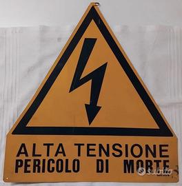 VECCHIO CARTELLO LATTA LAMIERA ALTA TENSIONE 