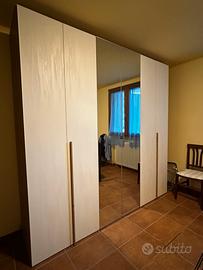 Camera moderna bianco/rovere con armadio 240x235