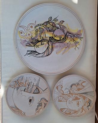 3 piatti in ceramica di santo Stefano di Camastra