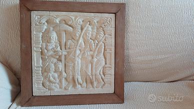 quadro orientale in gesso in rilievo