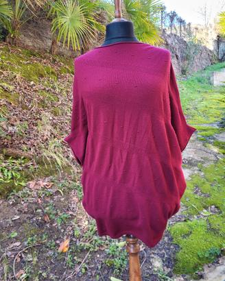 Maglia oversize donna bordeaux