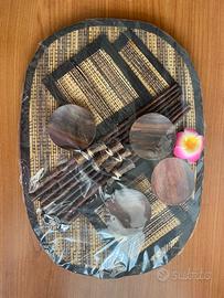 Set Tavola Etnico in Bambù e Legno – Tovagliette, 