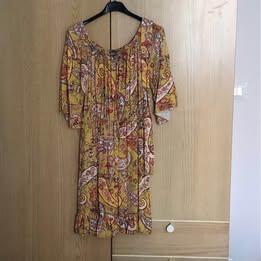 Vestito donna NUOVO giallo fantasia viscosa Facit