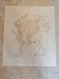 Vecchio disegno a matita fatto a mano di mitologia