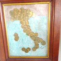 quadro artigianale con monete lire 20 italiane 