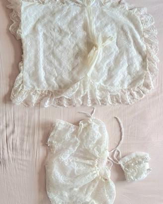 Set battesimo vintage anni 60 bimbo in pizzo