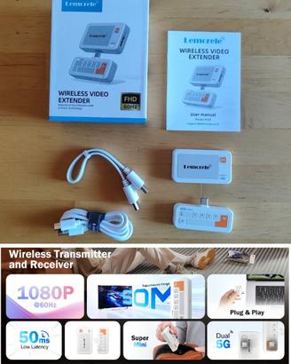 Trasmettitore Ricevitore Wireless USB-C 50M -Nuovo