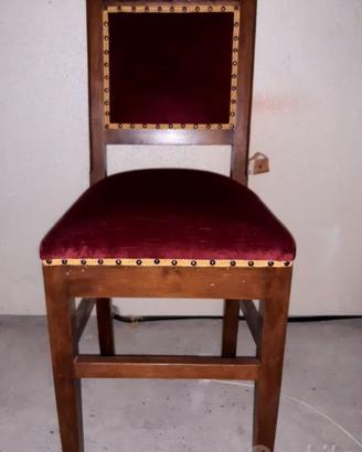 N. 4 SEDIE LEGNO NOCE MASSELLO. VELLUTO BORDEAUX