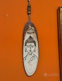 Quadretto Buddha pirografato a mano