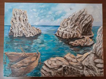 Dipinto su tela 40 x 30 tema Sirolo le due sorelle