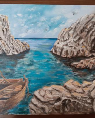 Dipinto su tela 40 x 30 tema Sirolo le due sorelle
