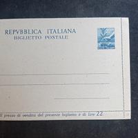 BIGLIETTO POSTALE (OTTOBRE 1946) FIL .B 43 LIRE 20