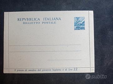 BIGLIETTO POSTALE (OTTOBRE 1946) FIL .B 43 LIRE 20