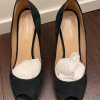 Scarpe spuntate scamosciate con plateau taglia 37