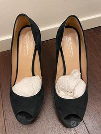 Scarpe spuntate scamosciate con plateau taglia 37