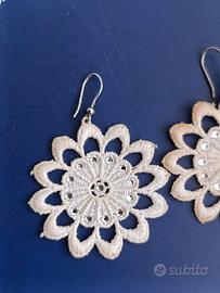 Orecchini pizzo macramè ,Stroili,gancio in Argento