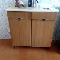  2 mobiletti cucina bianco e colore legno