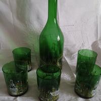 bottiglia per vino e 5 bicchieri vintage 