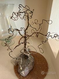 Albero porta orecchini con led, rame e ottone