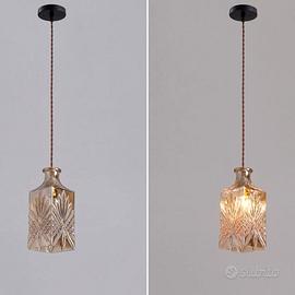 Lampadario bottiglia ambrato