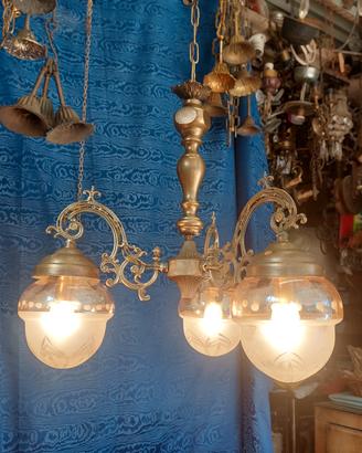 Lampadario Vintage Anni 50 Vetri A Campana