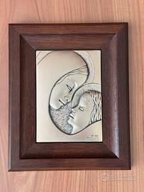 Sbalzo argento 890 Madonna e Bambino Firmato ACCOL