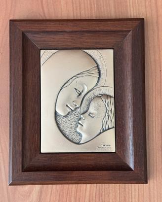 Sbalzo argento 890 Madonna e Bambino Firmato ACCOL