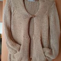 CARDIGAN IN COTONE CON CAPPUCCIO COLORE CORDA