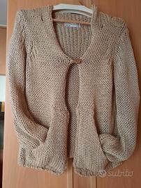 CARDIGAN IN COTONE CON CAPPUCCIO COLORE CORDA