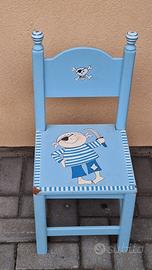 Sedia per bambini in legno - Tema Pirati (Azzurra)