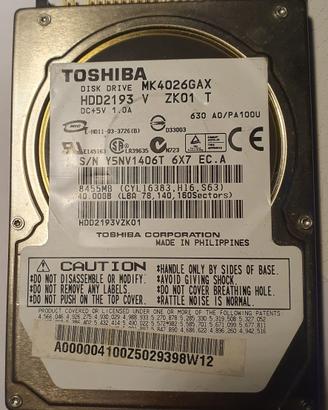 Hard Disk Toshiba IDE 40Gb