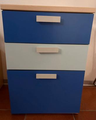 Cassettiera Dielle azzurra e blu