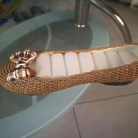 Scarpetta porta anelli poliresina+portagioie pelle