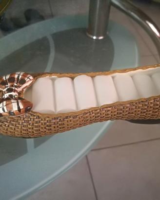 Scarpetta porta anelli poliresina+portagioie pelle