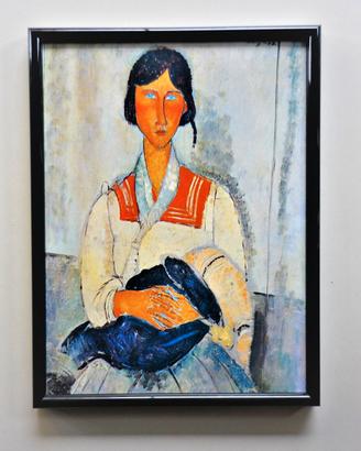 Quadro Henbohemienne con bambino di Modigliani