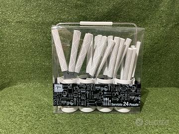 Set posate 24 pezzi-acciaio inox con manico bianco
