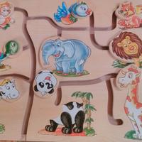 GIGANTE Gioco tavola puzzle animali in legno