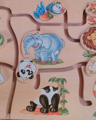 GIGANTE Gioco tavola puzzle animali in legno